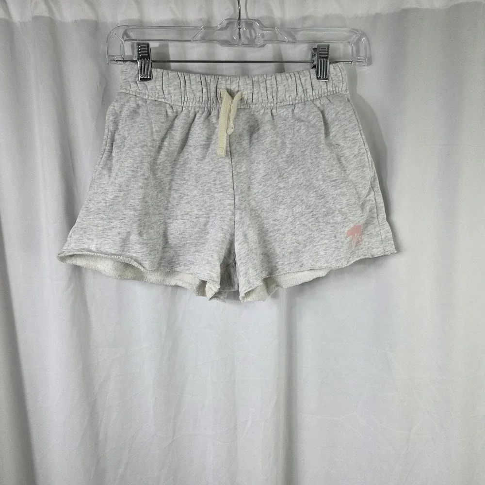 Old Navy Girls Size Large Drawstring Fleece Shorts Gray Pink Logo